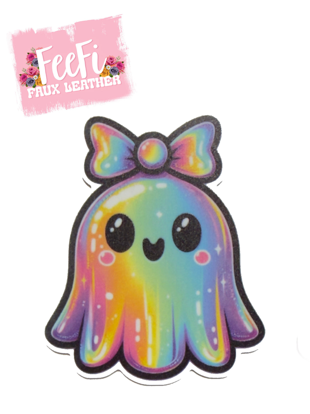 Rainbow Boo  Ghost Halloween Flat Back Resin 5 piece set FeeFiFauxLeather