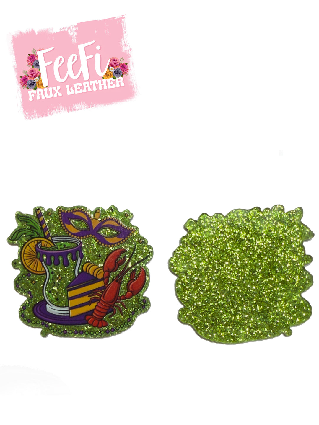 Mardi Gras Cajun Celebration 💜💚💛 Glitter Resin 5 piece set FeeFiFauxLeather