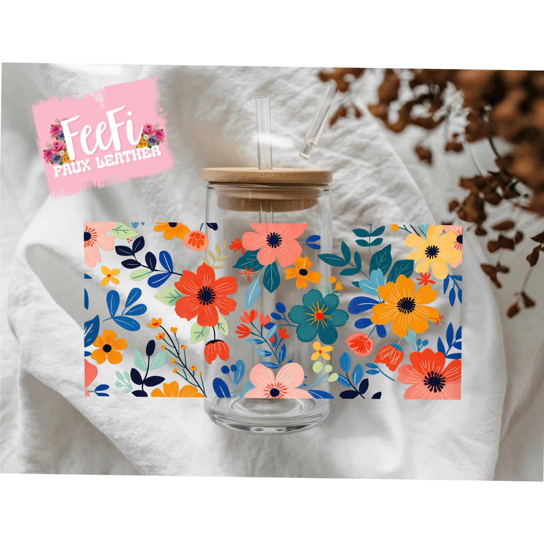 Flowers UV DTF Cup Wrap – Easy Cup Wrap for Tumblers & Projects FeeFiFauxLeather