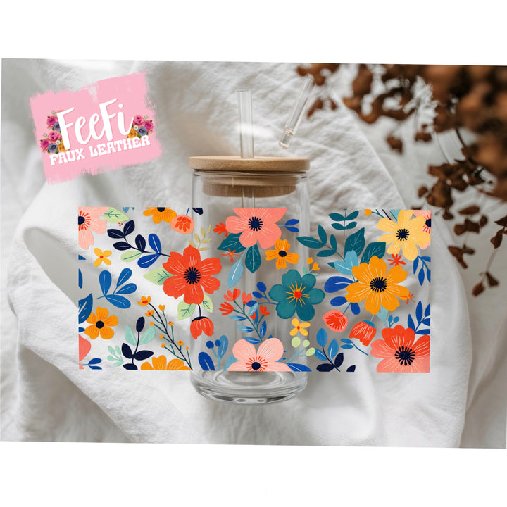 Flowers UV DTF Cup Wrap – Easy Cup Wrap for Tumblers & Projects FeeFiFauxLeather