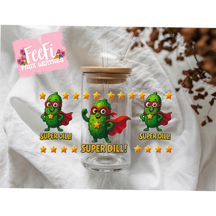 Super Dill Pickle UV DTF Cup Wrap – DIY Tumbler Wrap for Drinkware Crafting FeeFiFauxLeather