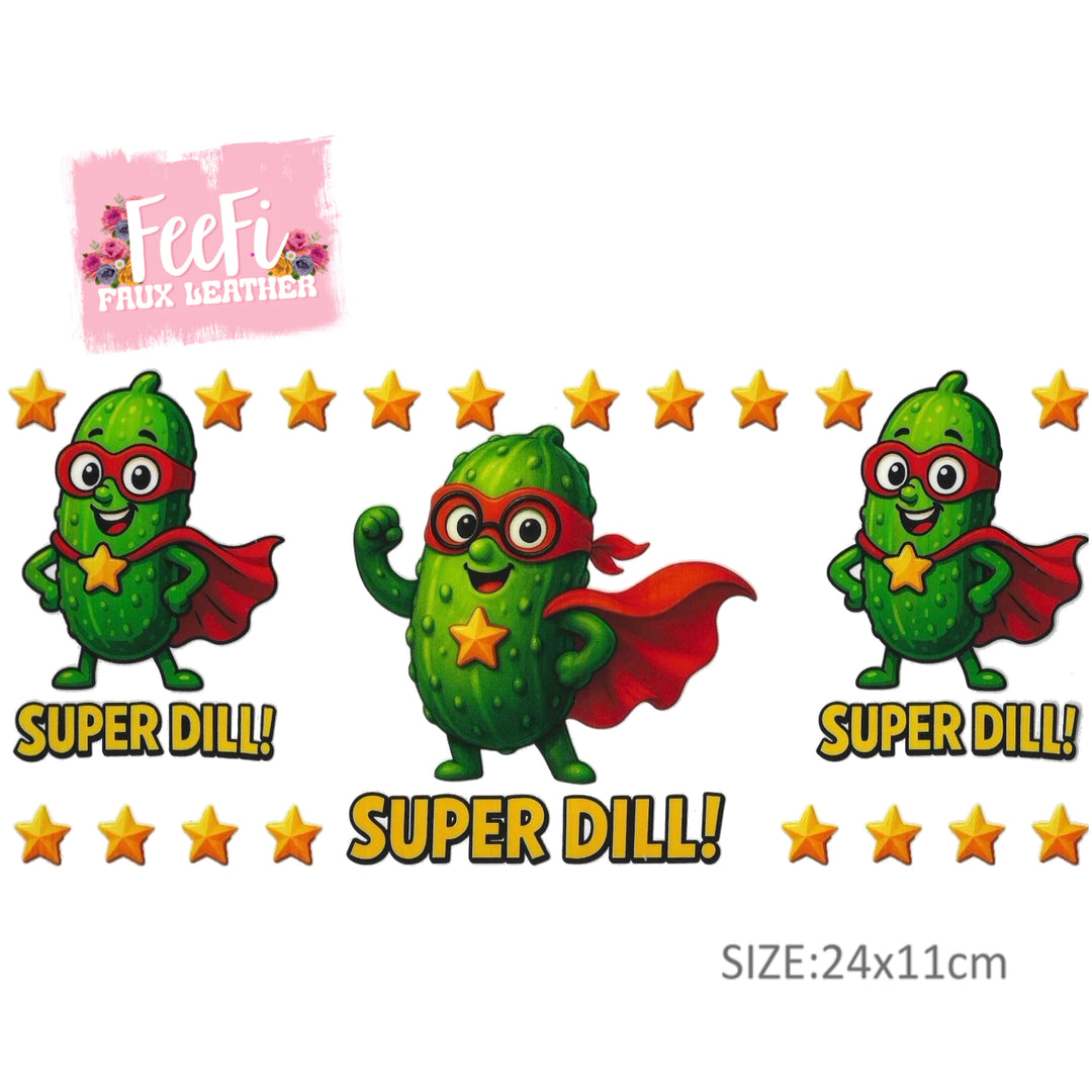 Super Dill Pickle UV DTF Cup Wrap – DIY Tumbler Wrap for Drinkware Crafting FeeFiFauxLeather