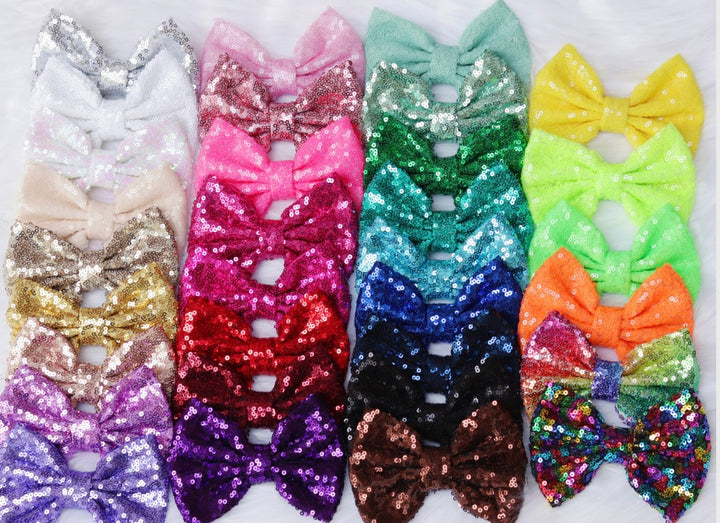 Large 5 Inch Sequin Bows Multiple Colors Sequin Bows, 5" Glitter Bows