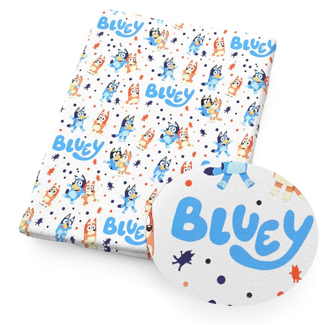 Blue Dog Bullet Printed Fabric FeeFiFauxLeather