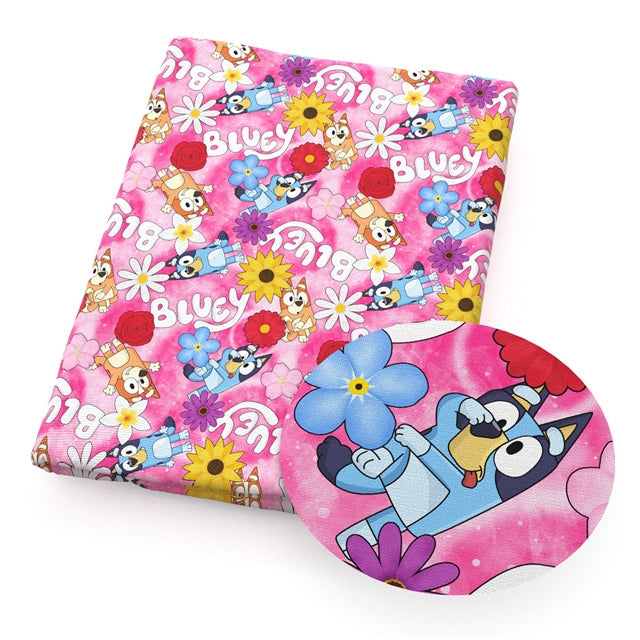Blue Dog Bullet Printed Fabric FeeFiFauxLeather