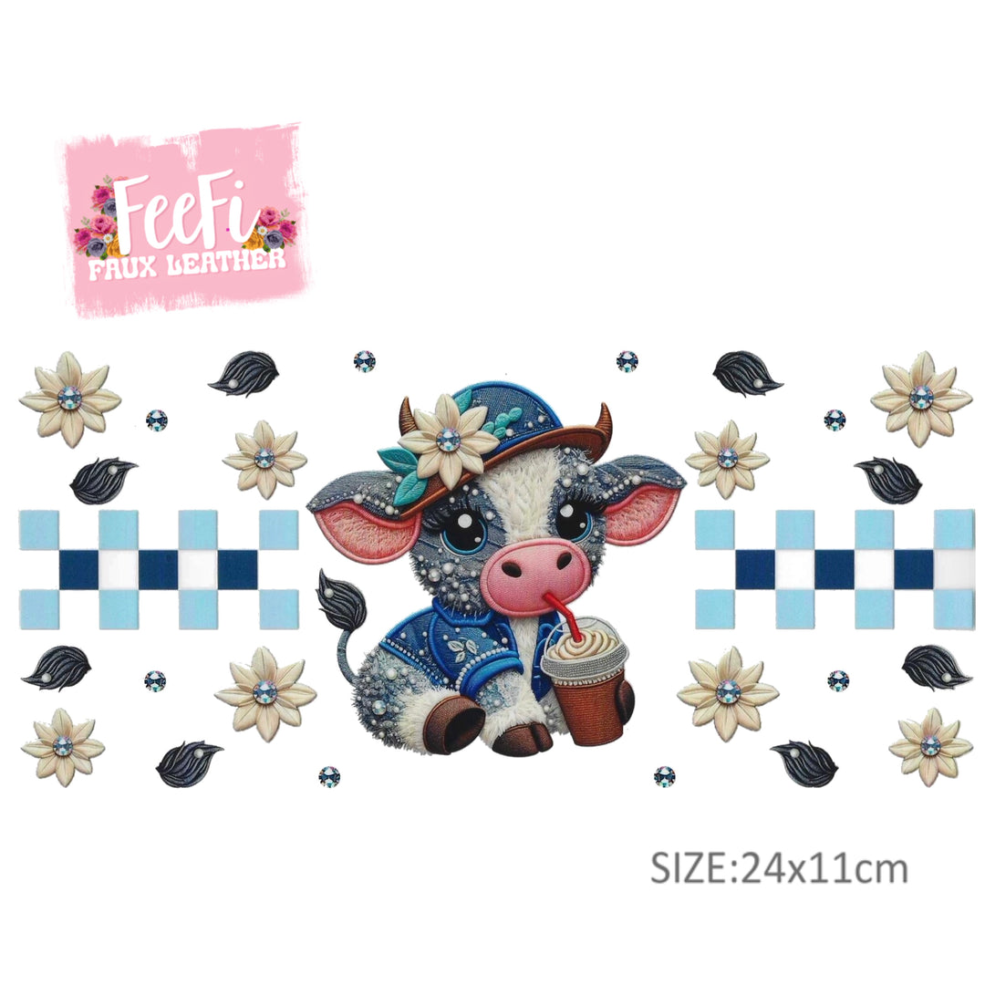 Cow UV DTF Cup Wrap – DIY Tumbler Wrap for Drinkware Crafting FeeFiFauxLeather