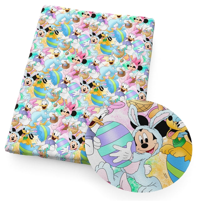 Easter Mouse Litchi Printed Faux Leather Sheet Litchi has a pebble like feel with bright colors