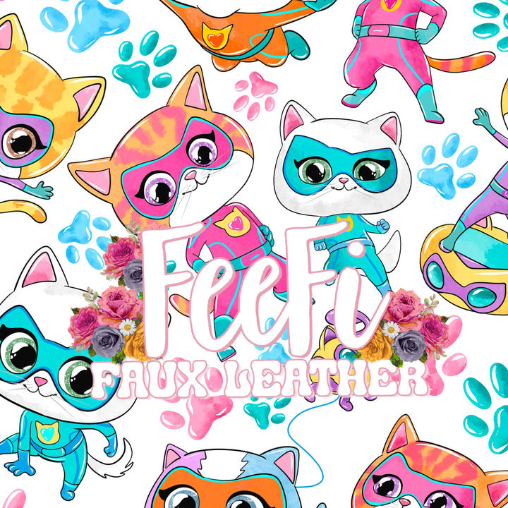 Super Kitties Litchi Printed Faux Leather Sheet Litchi has a pebble like feel with bright colors