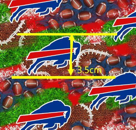 Buffalo Bills Football Printed Faux Leather Sheet Litchi has a pebble like feel with bright colors