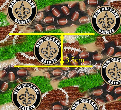 The Saints Football Printed Faux Leather Sheet Litchi has a pebble like feel with bright colors