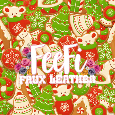 Christmas Design Litchi Printed Faux Leather Sheet Litchi has a pebble like feel with bright colors