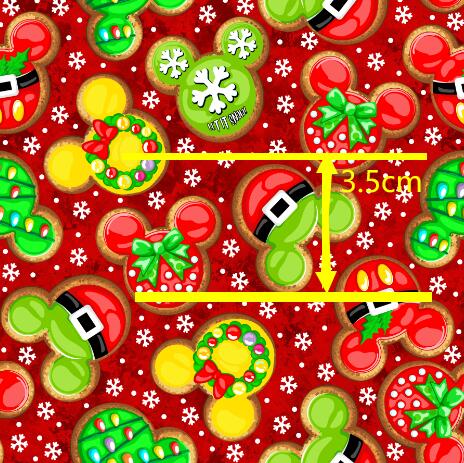 Christmas Mickey Design Litchi Printed Faux Leather Sheet Litchi has a pebble like feel with bright colors