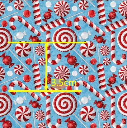 Candy Canes Christmas Litchi Printed Faux Leather Sheet Litchi has a pebble like feel with bright colors