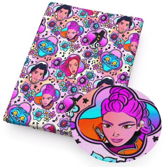 K-Pop Huntrix Printed Fabric FeeFiFauxLeather