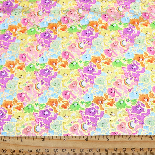 Care Bears Gold Foil Printed Faux Leather Sheet Bright colors