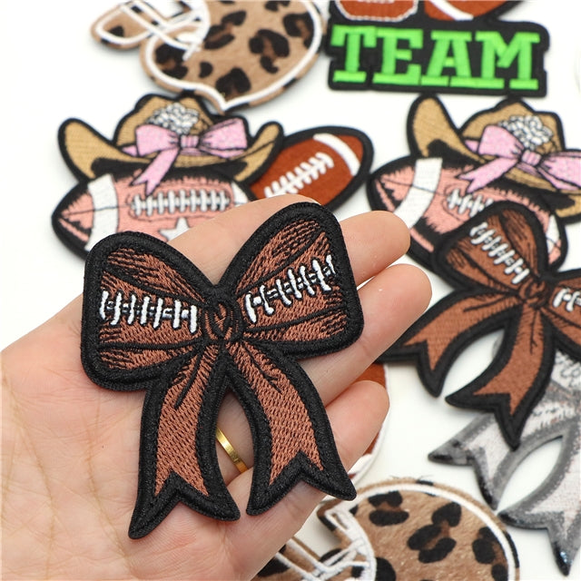 Ribbon Football Embroidery Patch