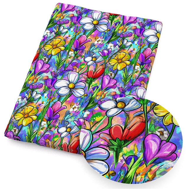 Flowers Printed Faux Leather Sheet FeeFiFauxLeather