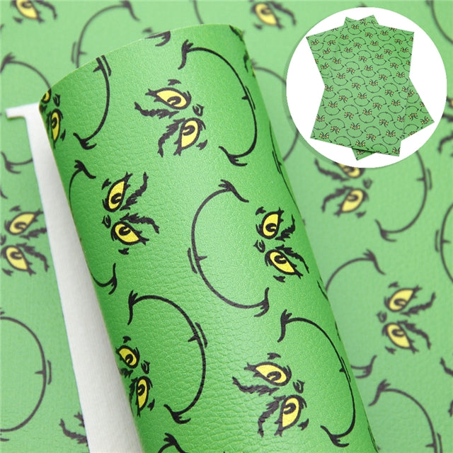 The Grinch Litchi Printed Faux Leather Sheet