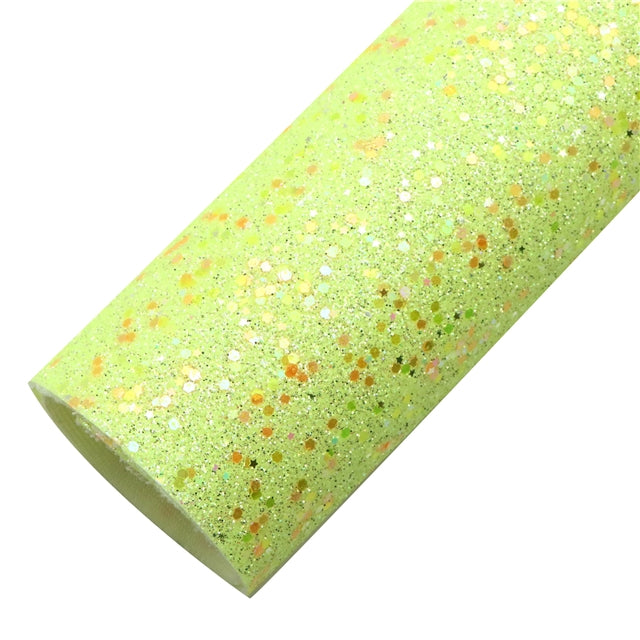 Holographic Chunky Glitter Printed Faux Leather FeeFiFauxLeather