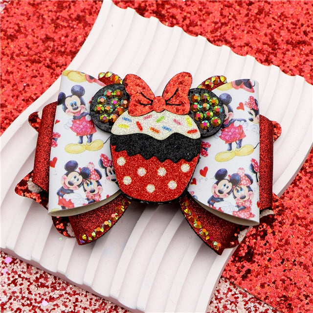 Mouse Printed Faux Leather Pre-Cut Bow