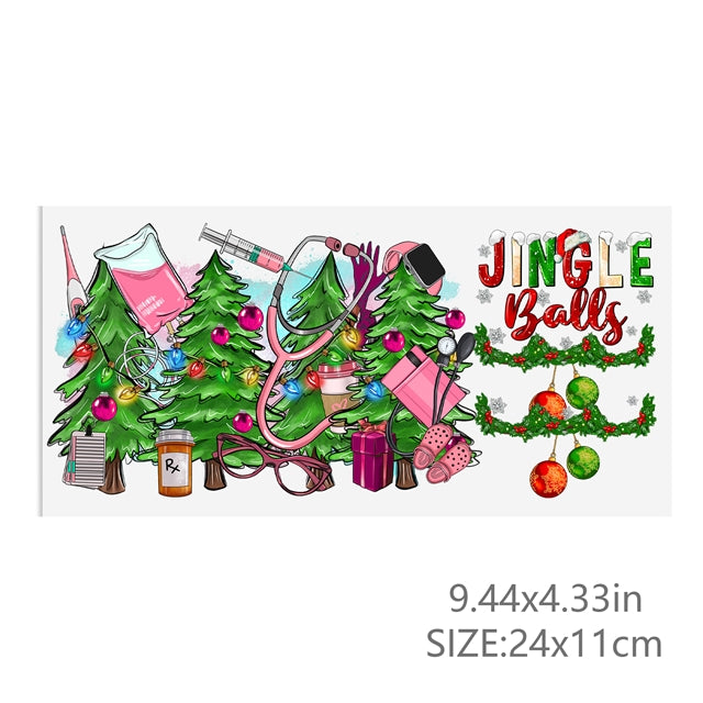 Christmas Train UV DTF Cup Wrap – Winter Holiday Wrap for DIY Drinkware Projects FeeFiFauxLeather