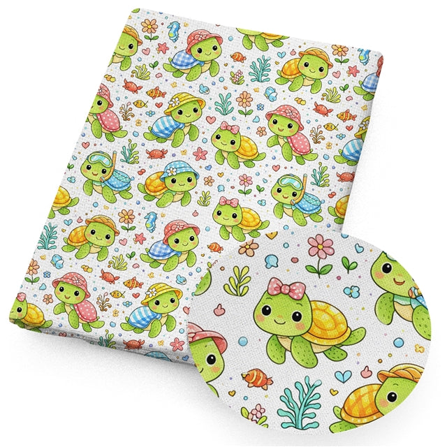 Turtle Printed Faux Leather Sheet FeeFiFauxLeather