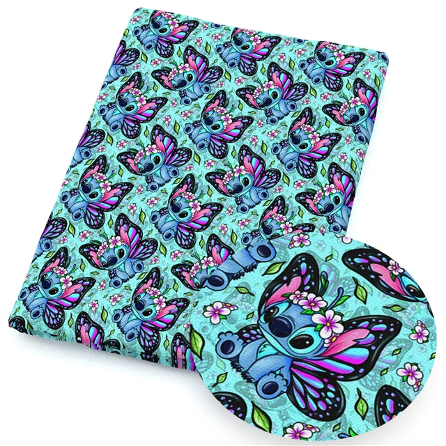 Blue Alien Printed Fabric FeeFiFauxLeather