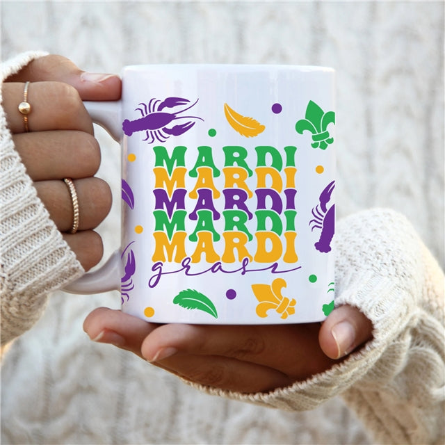 Mardi Gras Crawfish UV DTF Cup Wrap – Easy Cup Wrap for Tumblers & Projects FeeFiFauxLeather