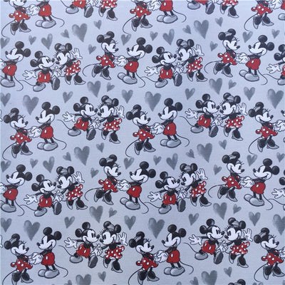 Mickey Mouse Hearts Litchi Printed Faux Leather Sheet Litchi has a pebble like feel with bright colors