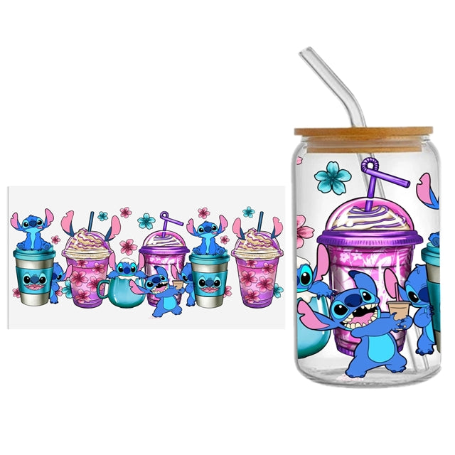 Blue Alien Valentine UV DTF Cup Wrap – Easy Cup Wrap for Tumblers & Projects FeeFiFauxLeather