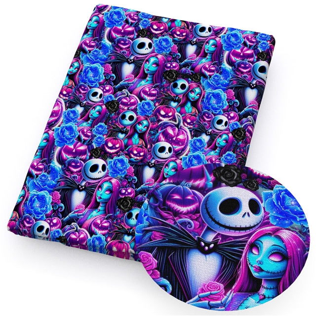 Nightmare Before Christmas Printed Textured Liverpool/ Bullet Fabric with a textured feel