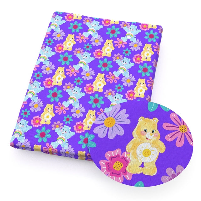 Care Bears Printed Faux Leather Sheet Litchi has a pebble like feel with bright colors