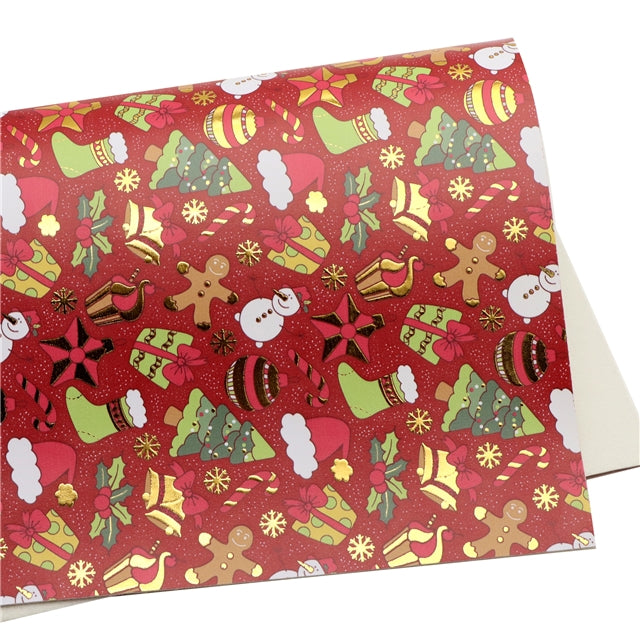 Christmas Plaid Gold Foil Printed Faux Leather Sheet FeeFiFauxLeather