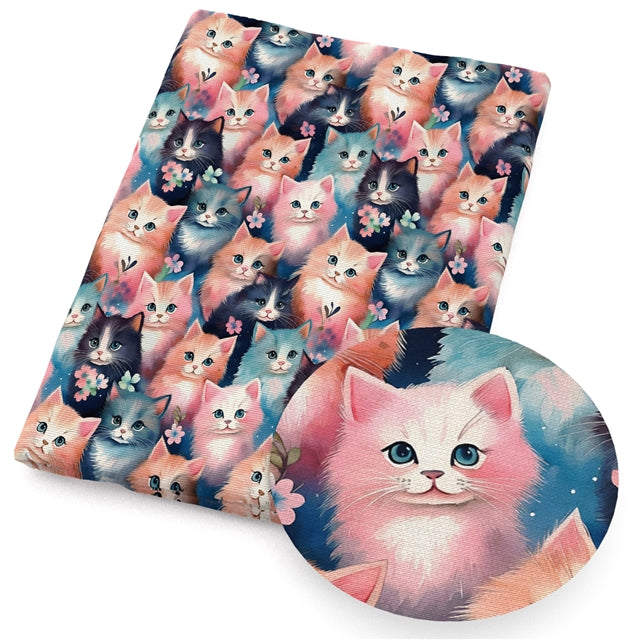 Cats Printed Faux Leather Sheet FeeFiFauxLeather