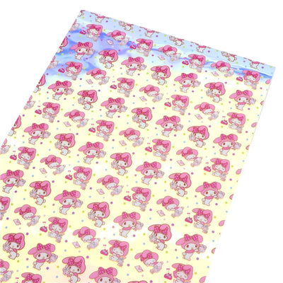 Cute Cat Holographic Printed Faux Leather Print Sheet