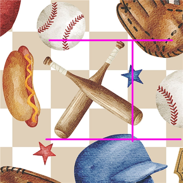 Baseball Printed Faux Leather Sheet Litchi has a pebble like feel with bright colors