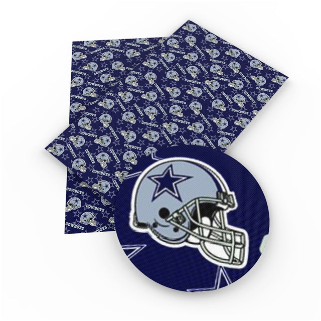 Cowboys Football Litchi Printed Faux Leather Sheet