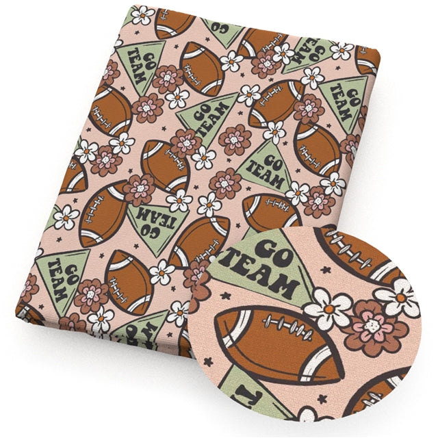 Football Sport Printed Faux Leather Sheet FeeFiFauxLeather
