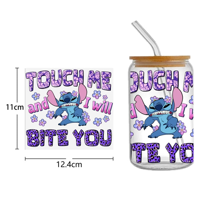 Stitch UV DTF Glass Can Wrap for 16 oz Libbey Glass, Permanent and Ready to Apply, UV dtf Cup Wrap ready to ship, Glass Can Wrap