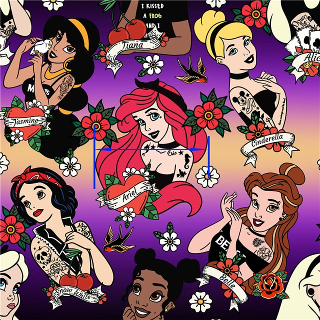 Tattooed Princesses Printed Fabric FeeFiFauxLeather