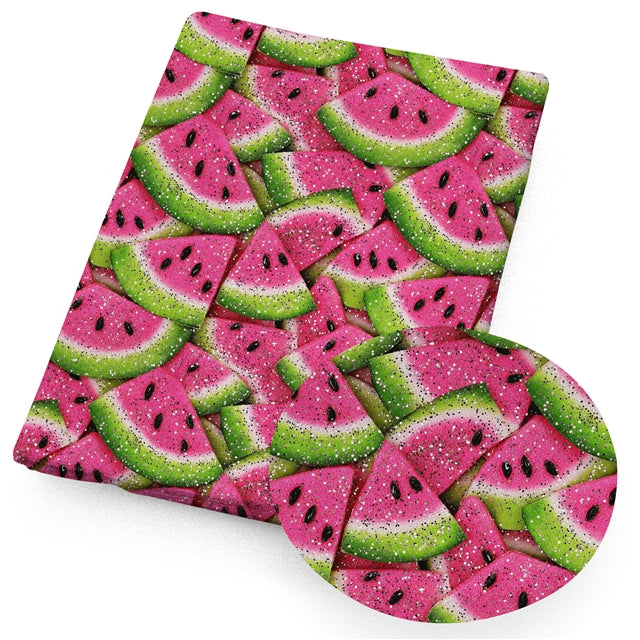 Watermelon Printed Faux Leather Sheet FeeFiFauxLeather