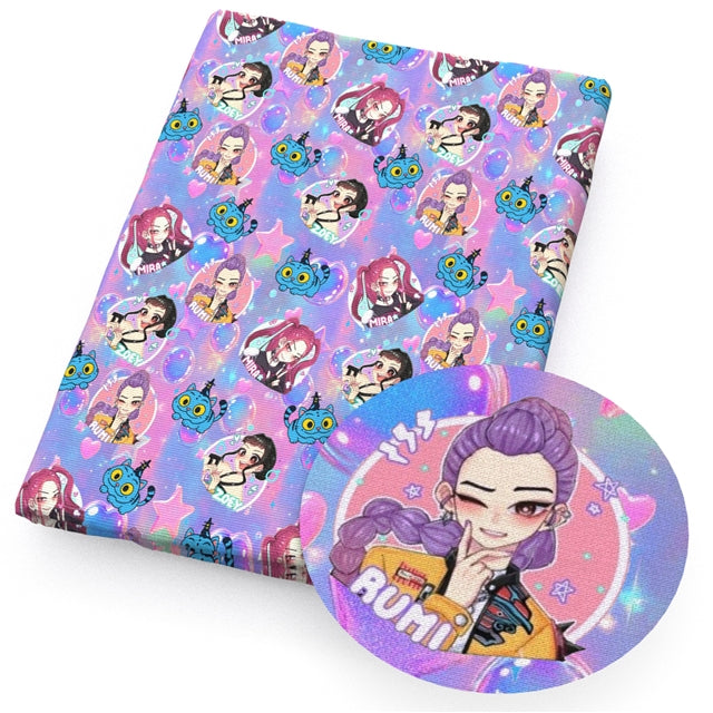 K-Pop Huntrix Printed Faux Leather Sheet FeeFiFauxLeather