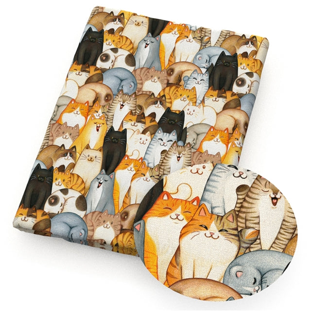 Cats Printed Faux Leather Sheet FeeFiFauxLeather