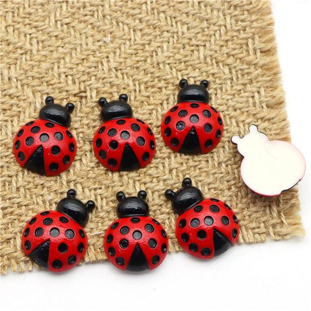 3-D Ladybug Acrylic Resin 5 piece set FeeFiFauxLeather