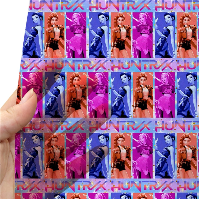 K-Pop Huntrix Faux Leather Sheet – Cartoon Character Smooth Material for DIY Accessories FeeFiFauxLeather