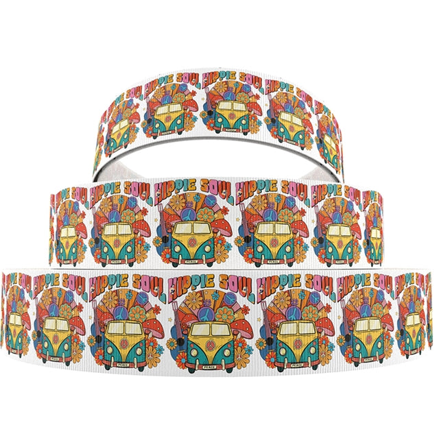 Hippie Van 1 Yard Printed Grosgrain Ribbon