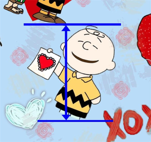 Charlie Brown Snoopy Valentine Litchi Printed Faux Leather Sheet Litchi has a pebble like feel with bright colors