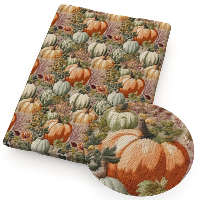 Fall Pumpkin Bullet Printed Fabric FeeFiFauxLeather