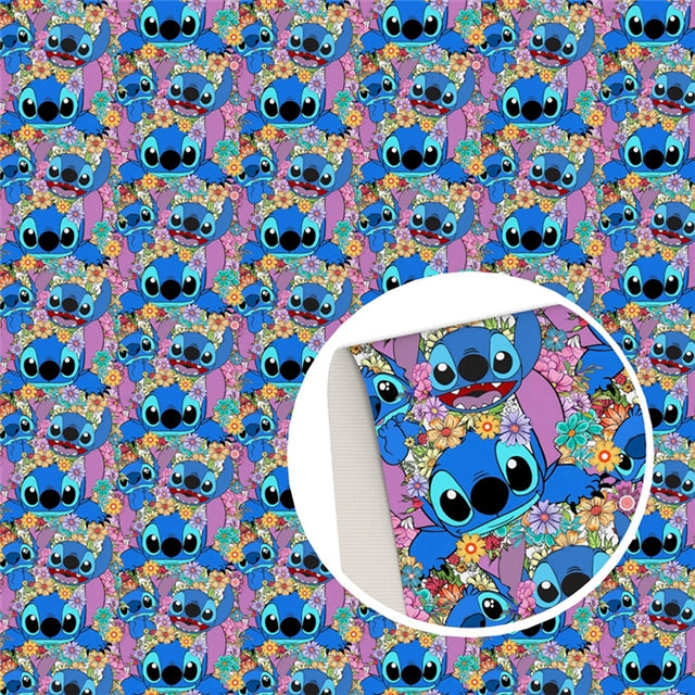 Blue Alien Printed Smooth Faux Leather Sheet FeeFiFauxLeather