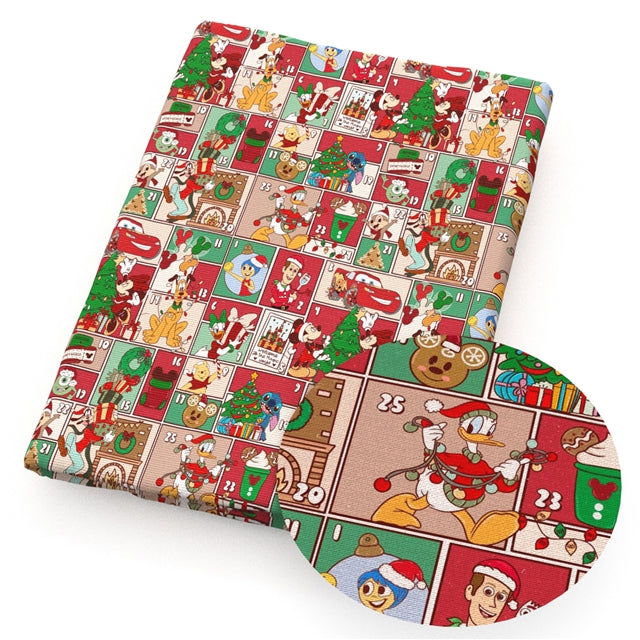 Christmas Characters Bullet Printed Fabric FeeFiFauxLeather